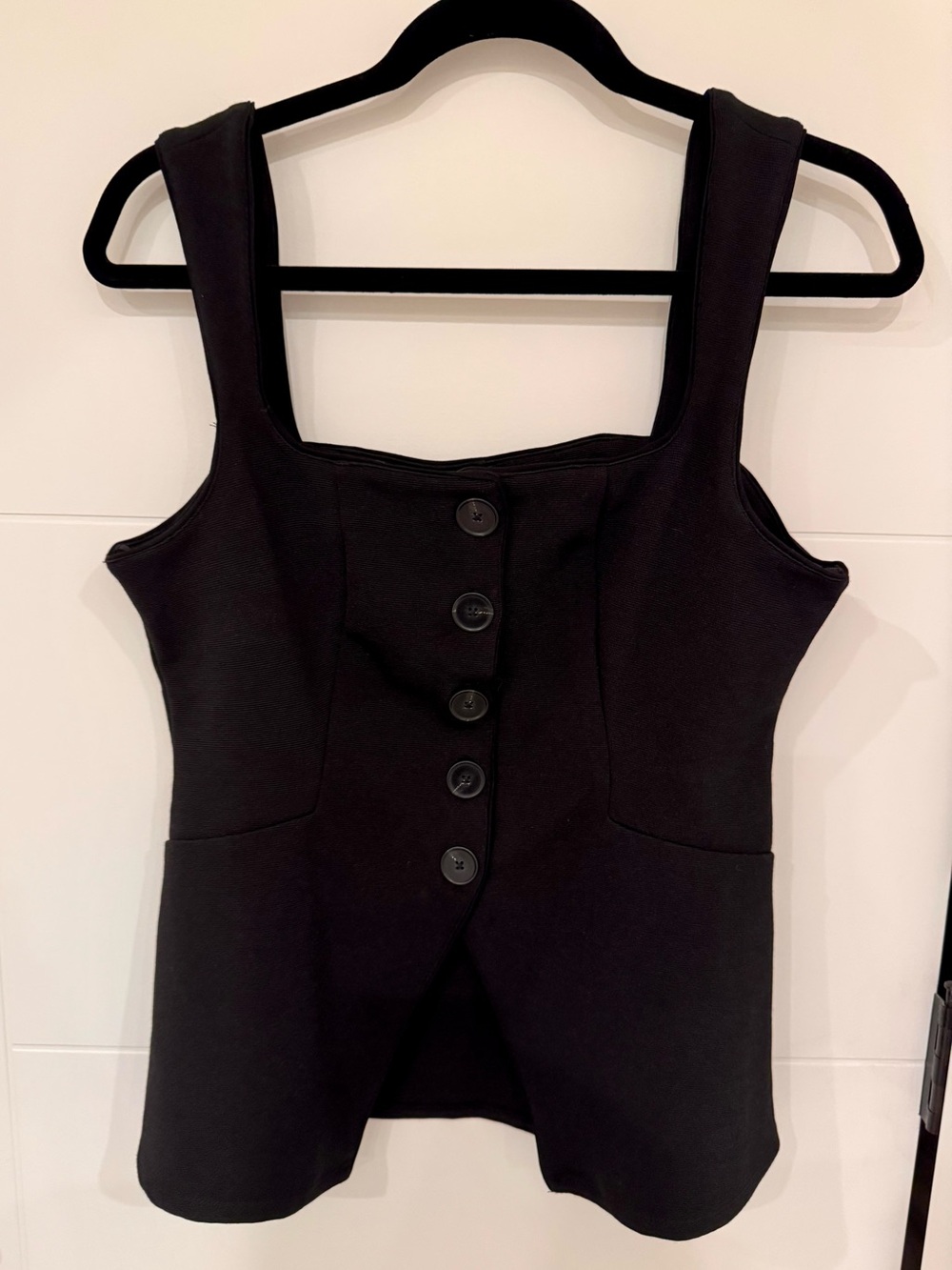 Maeve Button-Front Tailored Ponte tank top Black Medium